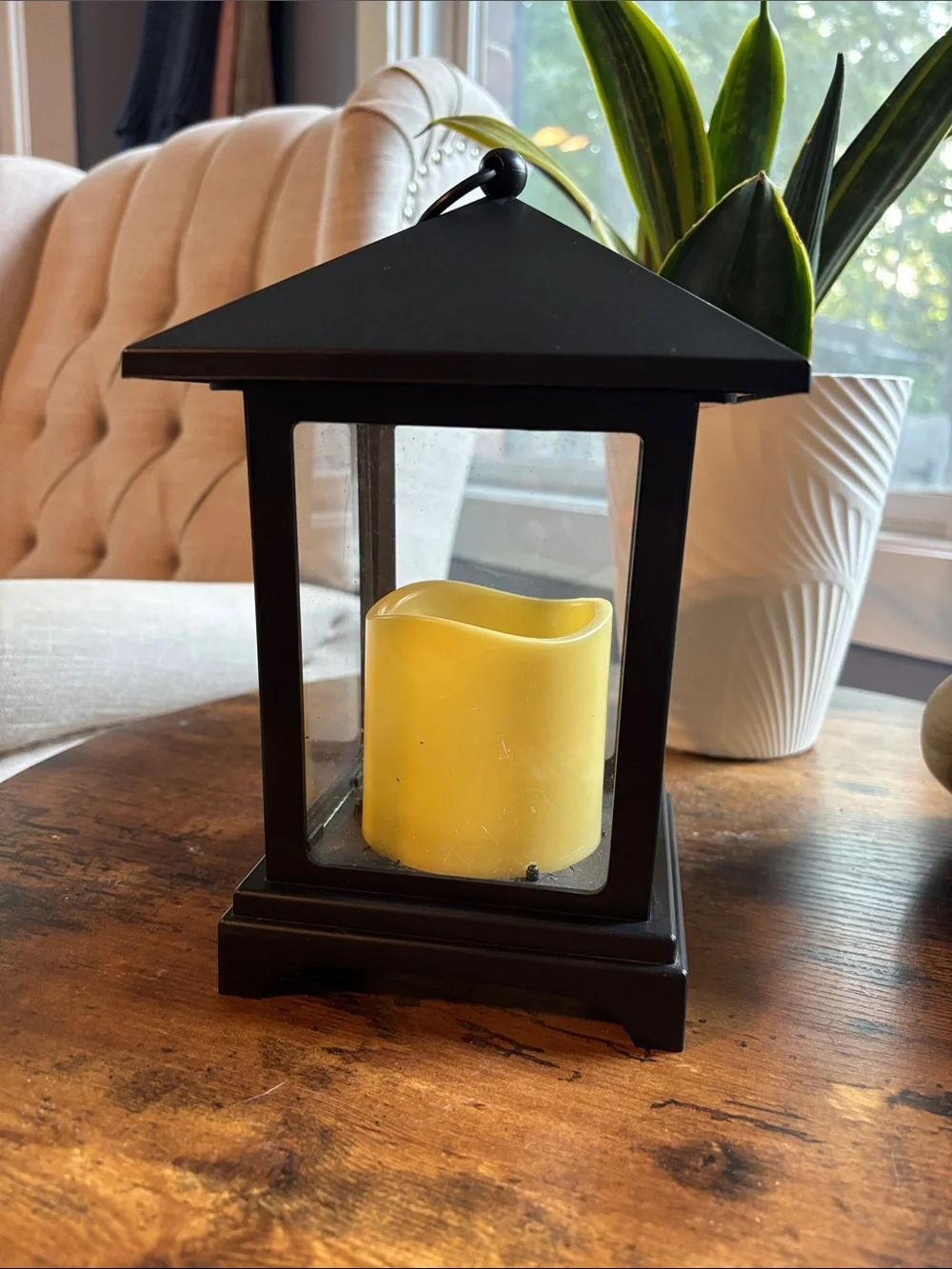 Black Lantern with Yellow LED Candle - Home Accents